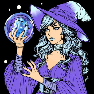 realistic women sorcerer using magic