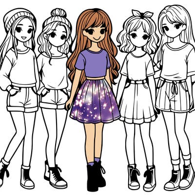 a group of five girls