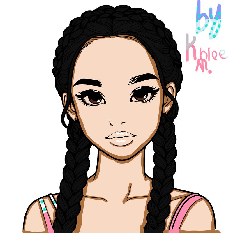 realistic girl with braids