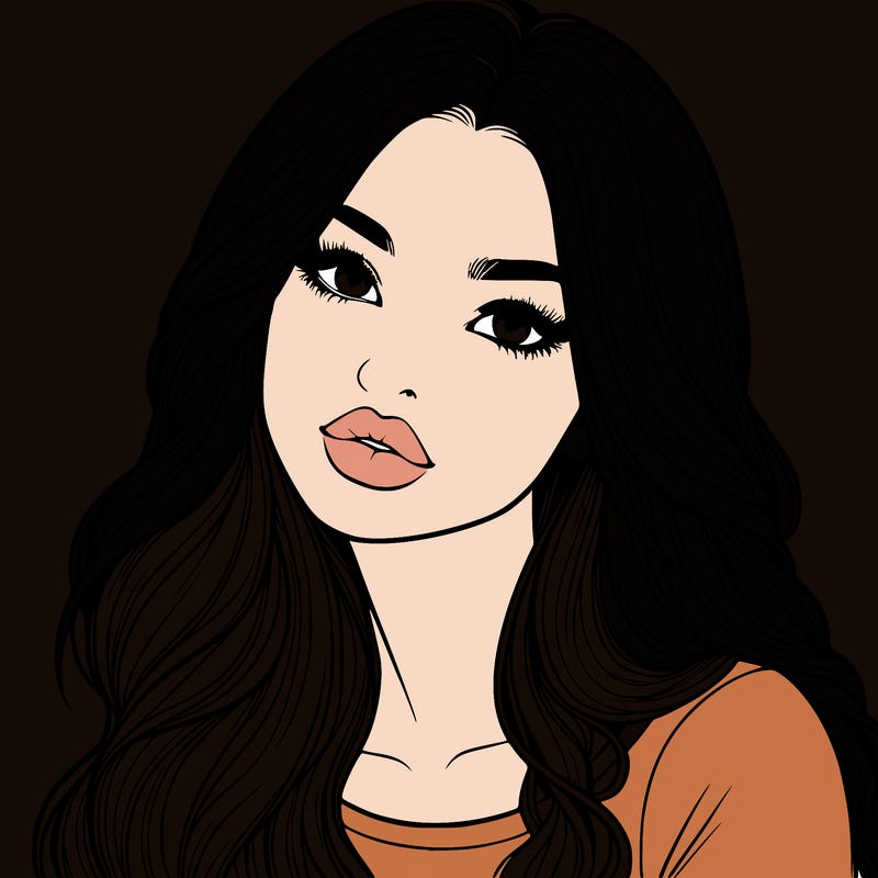 realistic girl with hair on her hair and lips