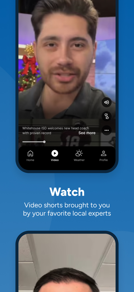 Tyler News from CBS19 app interface showing local news video shorts and expert reporting.