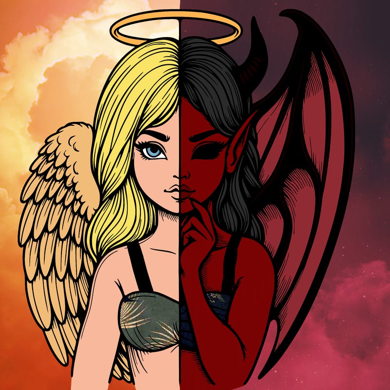 realistic angel half demon