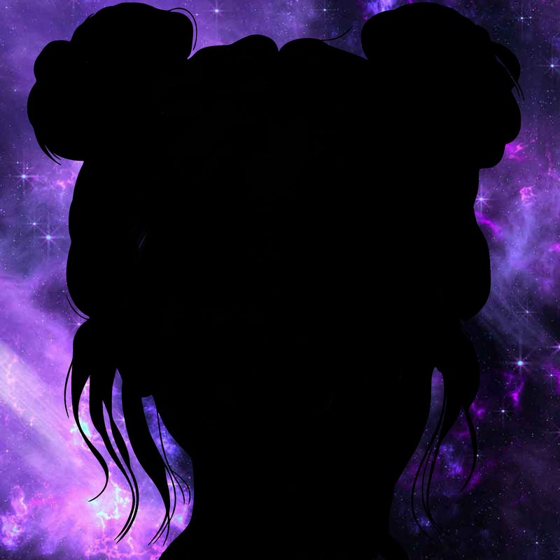 realistic girl with two buns on her hair and lips