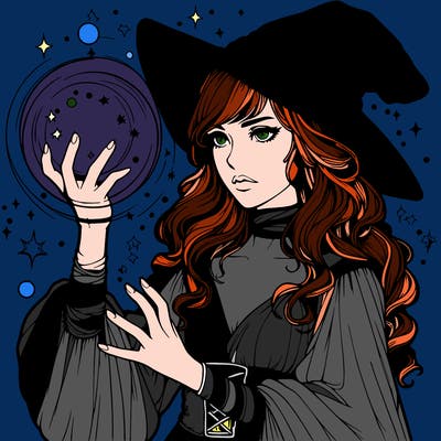 realistic women sorcerer using magic