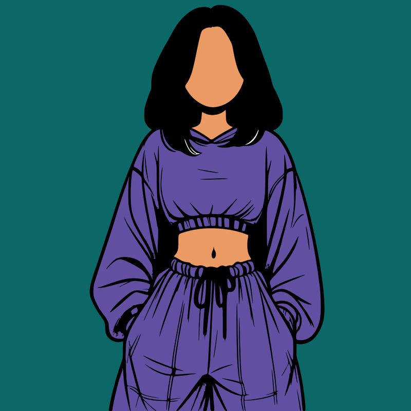 realistic girl faceless with baggy pants and a crop top