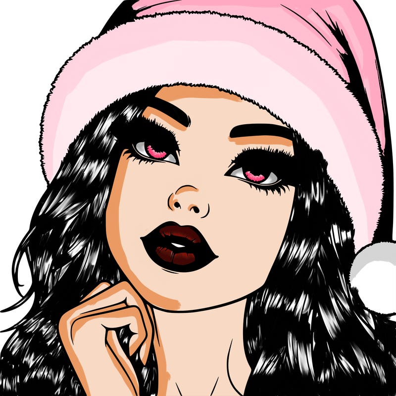 realistic christmas girl with lips