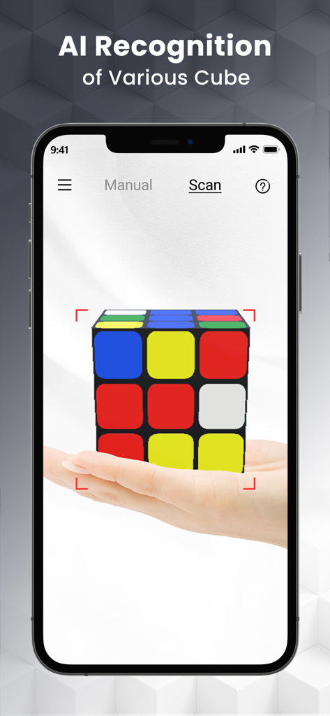 Smartphone scanning a magic cube using AI recognition