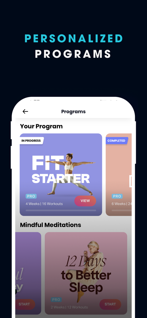 FitOn Workouts & Fitness Plans - FitOn app interface displaying personalized workout and meditation programs