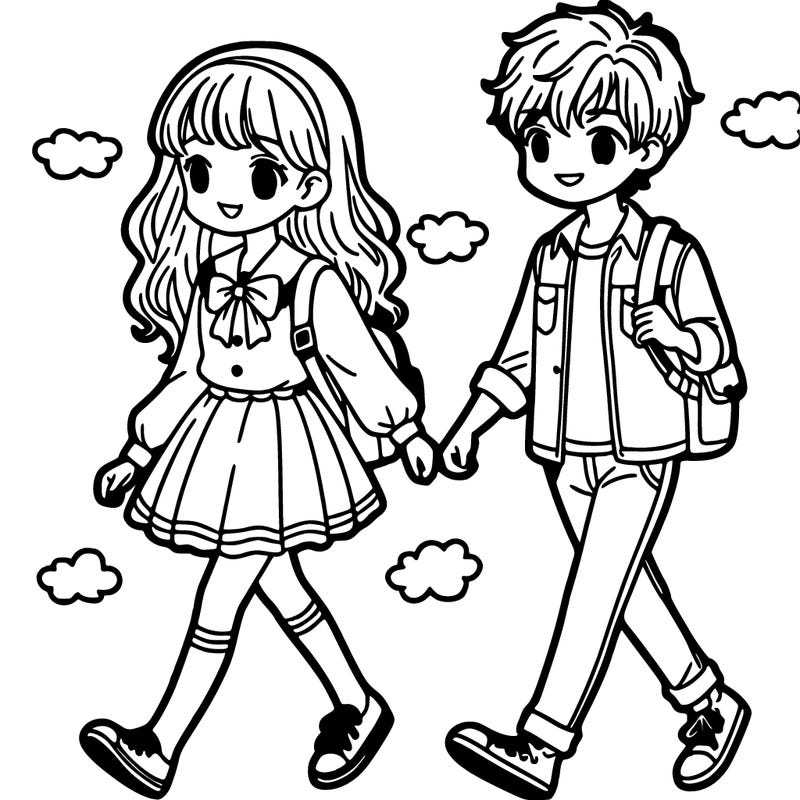 girl and boy walking