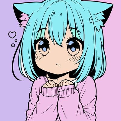 shy anime catgirl