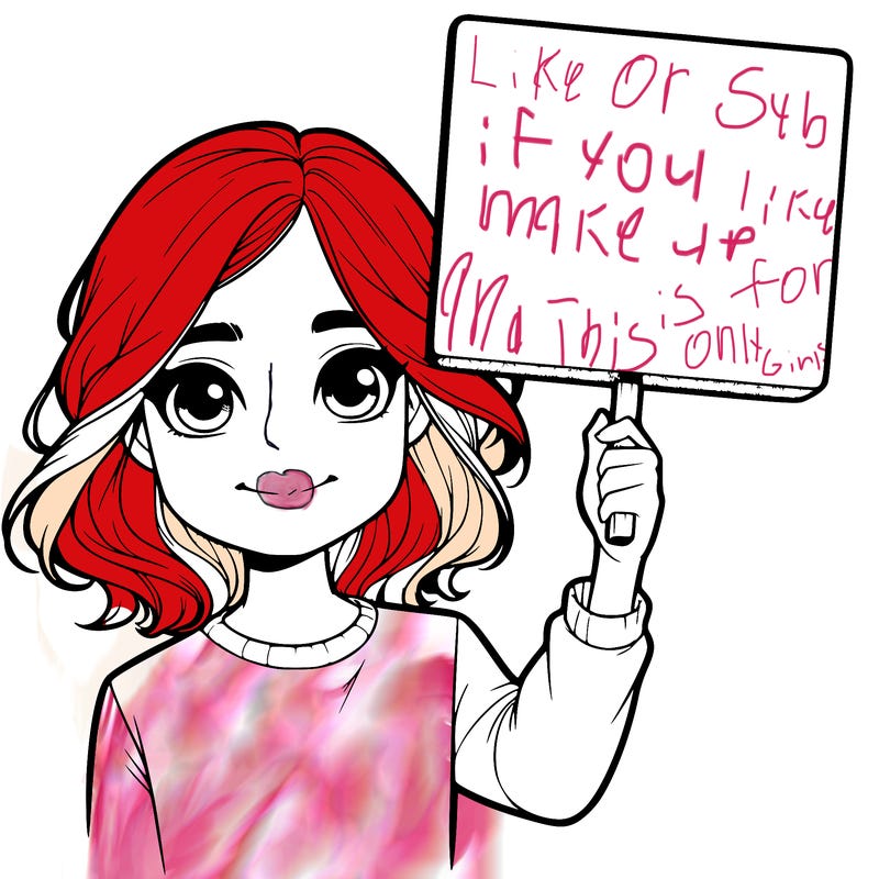 realistic girl holding up a sign