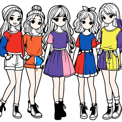 a group of five girls