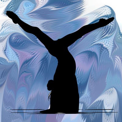 realistic gymnastic hand stand girl in four splits