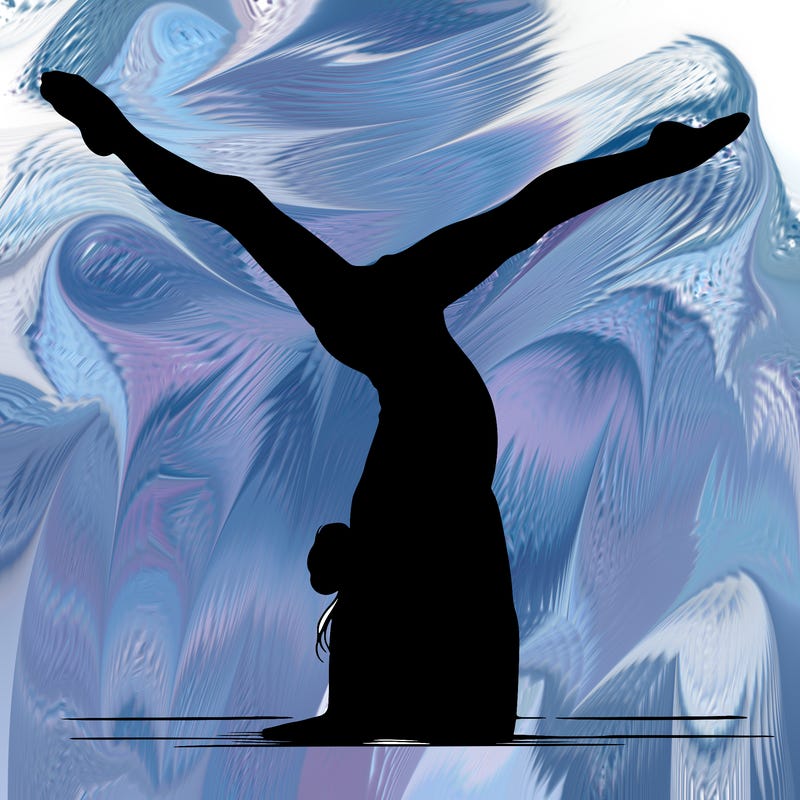 realistic gymnastic hand stand girl in four splits