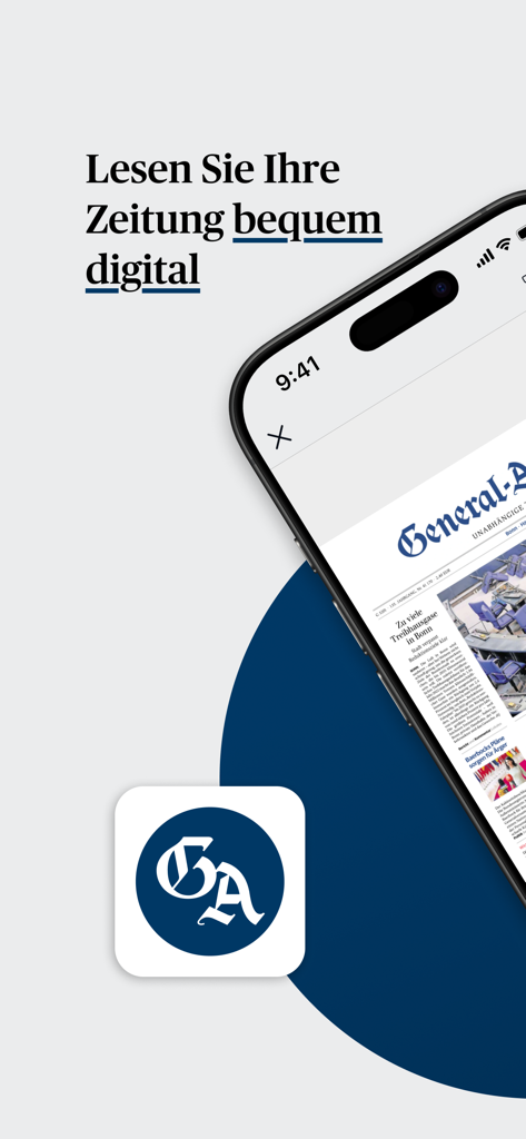 Digital edition of the General-Anzeiger Bonn newspaper on the GA ePaper mobile app