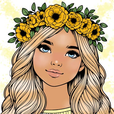 realistic girl with flower crown