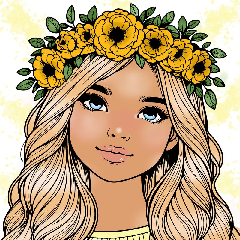 realistic girl with flower crown