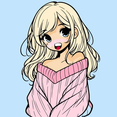 shy pretty girl wearing a sweater that is falling off one shoulder portrait