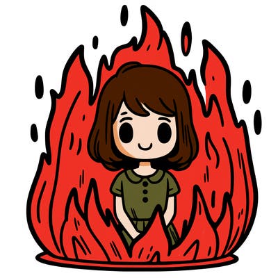 girl inside a fire