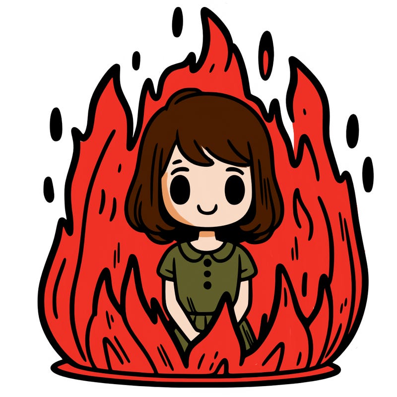 girl inside a fire
