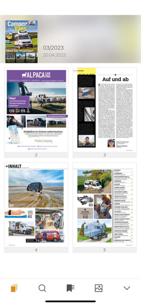 CamperVans - Digital preview of CamperVans magazine pages in the app.