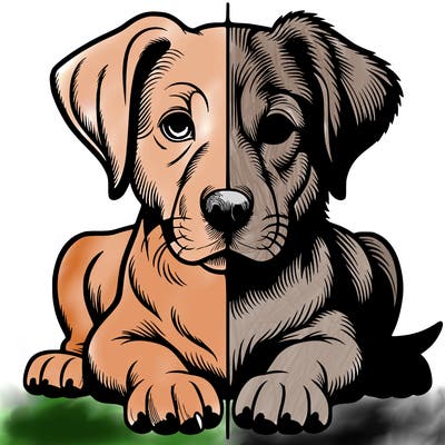 realistic dog split picture