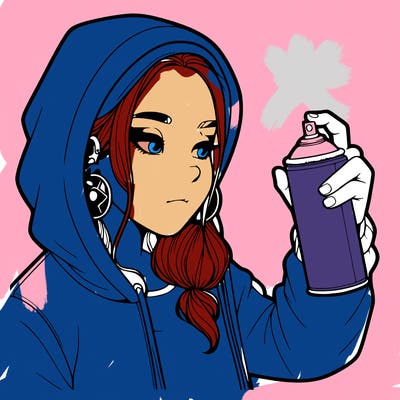 a realistic girl, spray painting