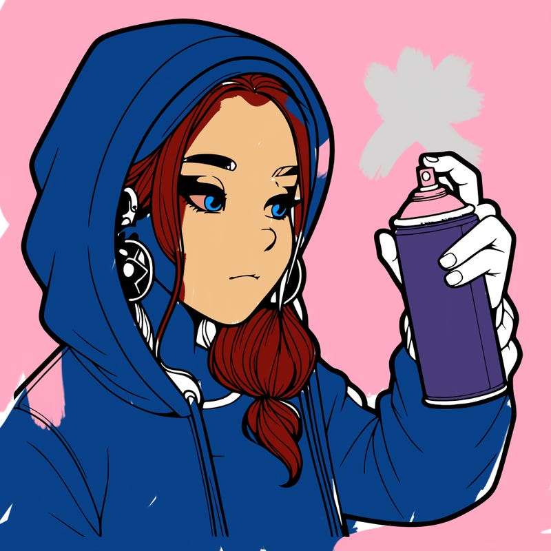 a realistic girl, spray painting