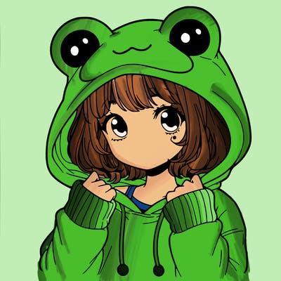 a cute teenage girl wearing a frog hoodie