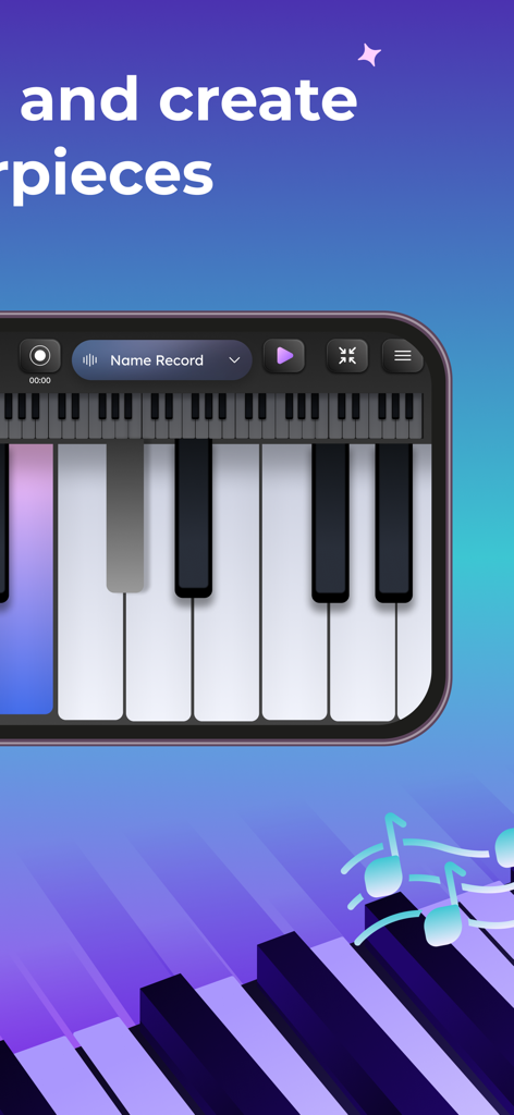 Trioplay: Piano - Learn & Game - Teclado de piano virtual com interface de gravação para criar e salvar música
