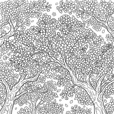 Capture the ephemeral beauty of spring with this delightful cherry blossom tree coloring page. Perfect for a relaxing and intricate coloring session, bringing the joy of nature to life.