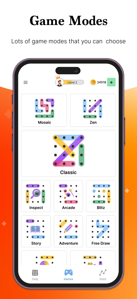 Word Search Colorful - A mobile phone screen displaying diverse game modes in Word Search Colorful app