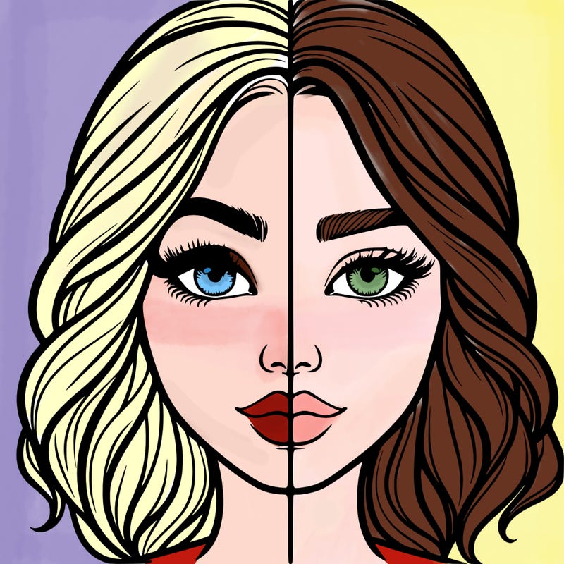 realistic girl split half