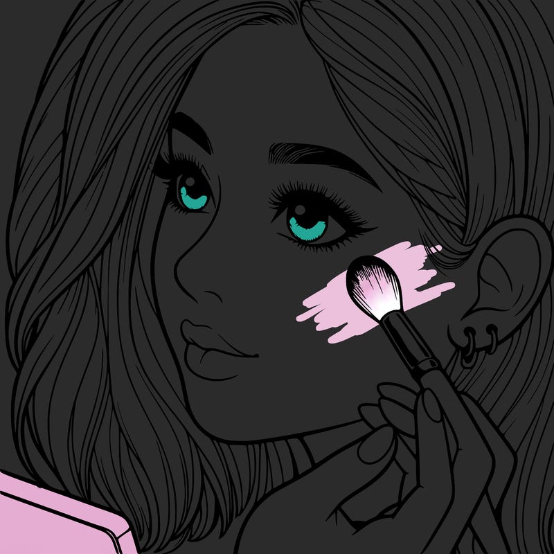 a realistic girl doing her makeup