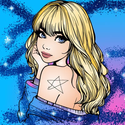 realistic girl with bangs looking over her shoulder