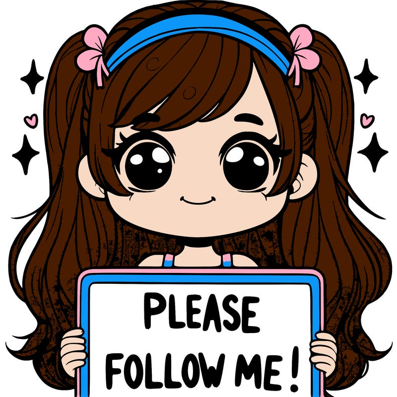 a girl holding  a sign  saying please  follow  me