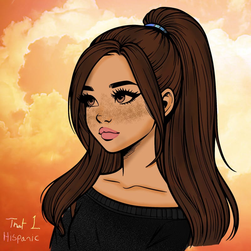 realistic girl with a high ponytail