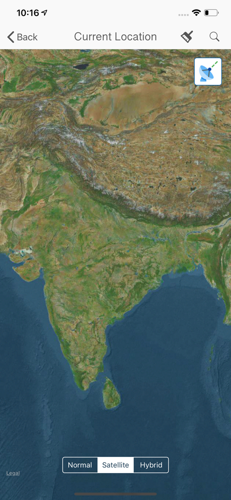 GPS - Find My Family & Friends - GPS家族安全アプリにおけるインド亜大陸の衛星マップ表示。