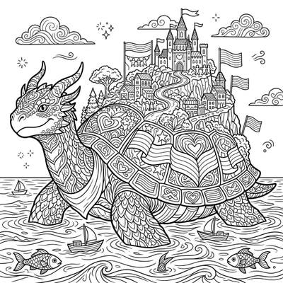 Dive into a world where fantasy meets celebration with this incredible Island-Sized Beast coloring page. Adorn a magnificent dragon turtle, carrying an entire city dedicated to the vibrant spirit of Pride, with your favorite hues.