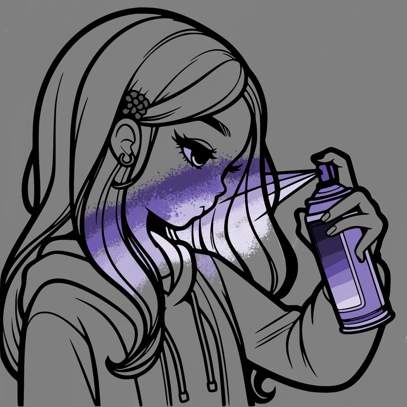 a realistic girl spray painting