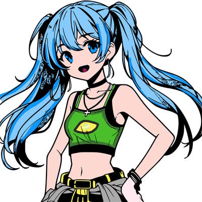 anime girl wearing crop top
