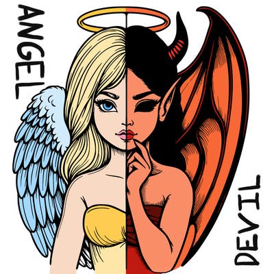 realistic angel half demon