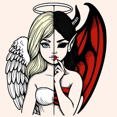 realistic angel half demon