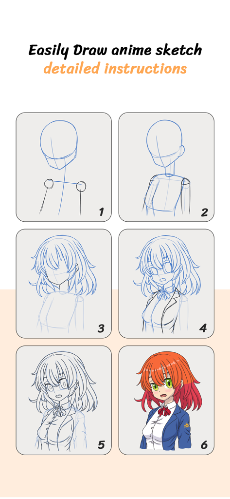 Learn How to Draw Anime Sketch - Step by step instructions for drawing an anime girl character