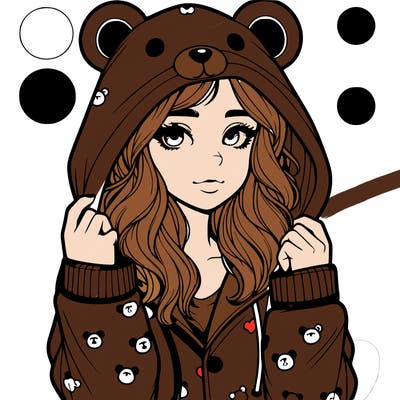 realistic girl in a animal pjs hoodie