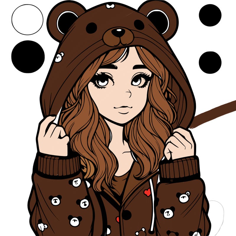 realistic girl in a animal pjs hoodie