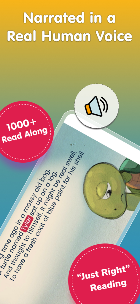 Books For Kids: Reading & Math - Una página de libro digital infantil con narración de voz humana real y funciones de lectura en voz alta.