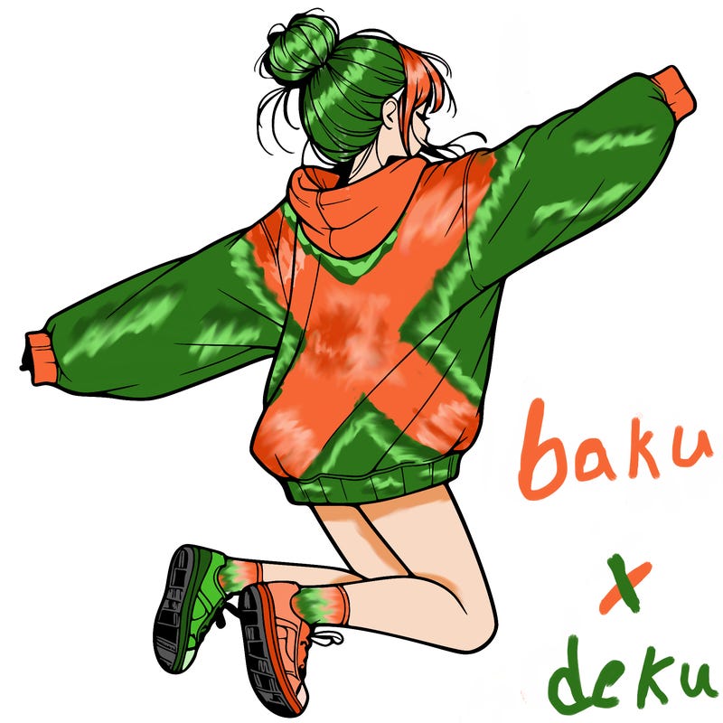 realistic girl jumping with a bun and oversized sweatshirt
