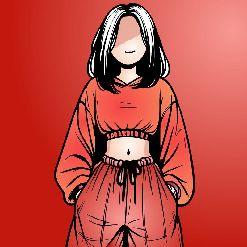realistic girl faceless with baggy pants and a crop top