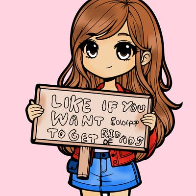 realistic girl holding a sign